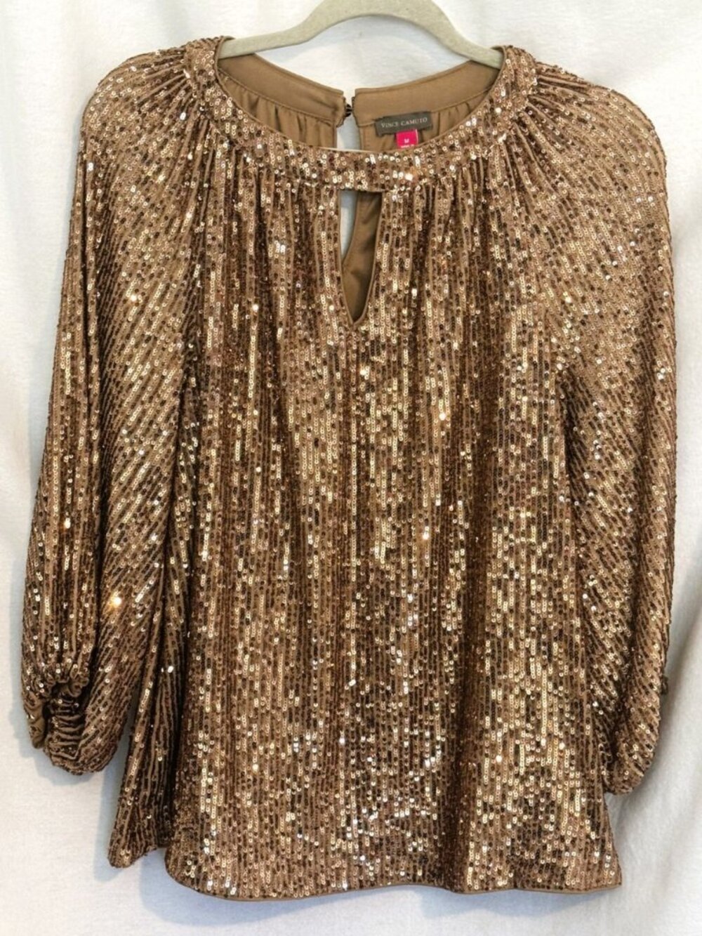 Vince Camuto Sequin Keyhole Neck Blouse, Size Medium